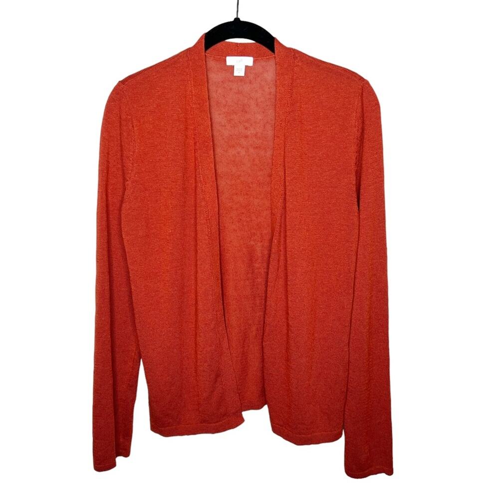 J.JILL / burnt orange linen blend open front cardigan sweater / XS